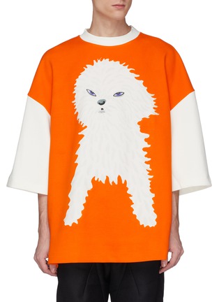 Main View - Click To Enlarge - PRONOUNCE - Puppy print colourblock oversized T-shirt