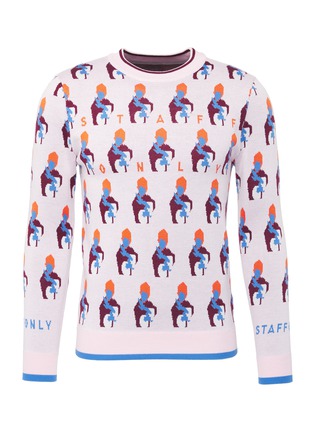 Main View - Click To Enlarge - STAFFONLY - 'Bruce' abstract person logo jacquard unisex wool sweater