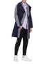  - STAFFONLY - 'Terner' oversized lapel stripe trim herringbone unisex coat