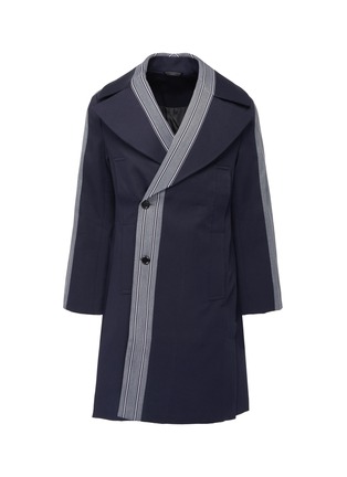 Main View - Click To Enlarge - STAFFONLY - 'Terner' oversized lapel stripe trim herringbone unisex coat