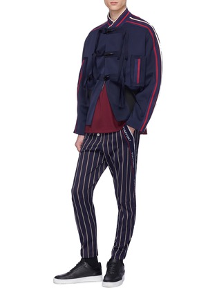  - STAFFONLY - 'Feilong' stripe sleeve hook front unisex bomber jacket