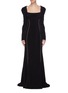 Main View - Click To Enlarge - REBECCA VALLANCE - 'Ivy' contrast topstitching cutout back gown