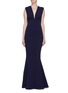 Main View - Click To Enlarge - REBECCA VALLANCE - 'Mimosa' cutout back V-neck fishtail gown