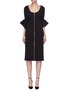 Main View - Click To Enlarge - REBECCA VALLANCE - 'Carline' drape ruffle cuff zip front crepe dress