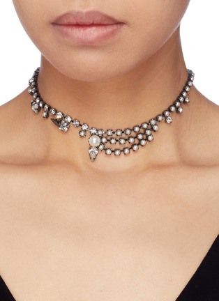Figure View - Click To Enlarge - JOOMI LIM - Glass crystal faux pearl stud choker
