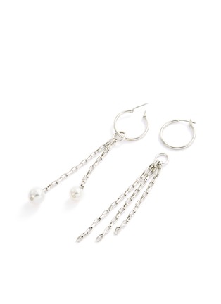 Detail View - Click To Enlarge - JOOMI LIM - Mini hoop mismatched detachable chain drop earrings