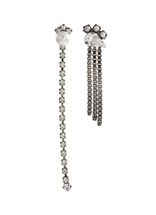 Main View - Click To Enlarge - JOOMI LIM - Faux pearl glass crystal mismatched fringe drop earrings