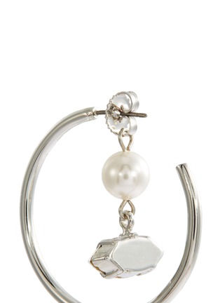 Detail View - Click To Enlarge - JOOMI LIM - Faux pearl glass crystal charm hoop earrings