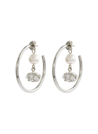 Main View - Click To Enlarge - JOOMI LIM - Faux pearl glass crystal charm hoop earrings