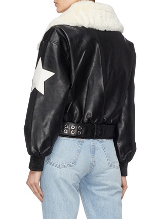Back View - Click To Enlarge - JINNNN - Detachable collar belted star patch faux leather jacket