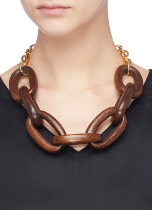 Figure View - Click To Enlarge - KENNETH JAY LANE - Wood chain link necklace