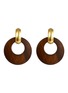 Main View - Click To Enlarge - KENNETH JAY LANE - Wood disc drop clip earrings