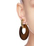 Figure View - Click To Enlarge - KENNETH JAY LANE - Wood disc drop clip earrings