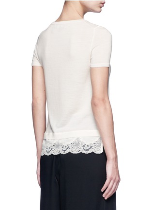 Back View - Click To Enlarge - THEORY - 'Lilany' lace hem short sleeve wool sweater