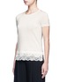 Front View - Click To Enlarge - THEORY - 'Lilany' lace hem short sleeve wool sweater