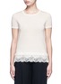 Main View - Click To Enlarge - THEORY - 'Lilany' lace hem short sleeve wool sweater