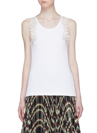 Main View - Click To Enlarge - CALVIN KLEIN 205W39NYC - Chantilly lace trim rib knit tank top