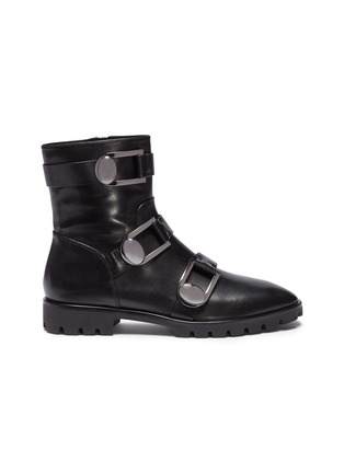 Main View - Click To Enlarge - STELLA LUNA - Buckled strap leather ankle boots
