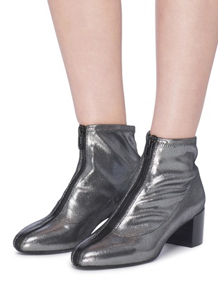 Figure View - Click To Enlarge - STELLA LUNA - Turnlock zip metallic ankle boots
