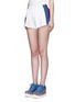 Front View - Click To Enlarge - STELLA MCCARTNEY - 'Sybille' embroidered football patch stripe cady shorts