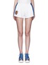 Main View - Click To Enlarge - STELLA MCCARTNEY - 'Sybille' embroidered football patch stripe cady shorts