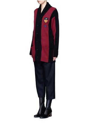 Front View - Click To Enlarge - STELLA MCCARTNEY - Varsity badge embroidered stripe cardigan