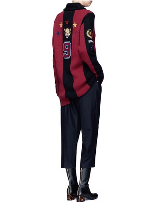 Figure View - Click To Enlarge - STELLA MCCARTNEY - Varsity badge embroidered stripe cardigan
