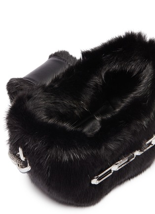 Detail View - Click To Enlarge - ALEXANDERWANG - 'Micro' mini strass chain handle mink fur clutch