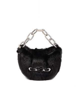 Main View - Click To Enlarge - ALEXANDERWANG - 'Micro' mini strass chain handle mink fur clutch