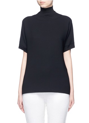 Main View - Click To Enlarge - VINCE - Ribbed turtleneck crepe top