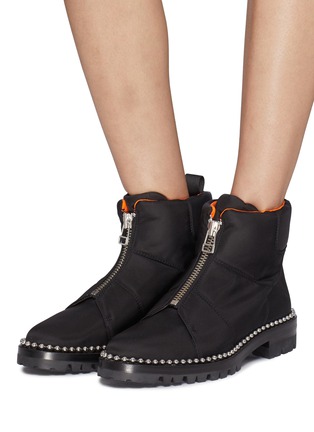 Figure View - Click To Enlarge - ALEXANDER WANG - 'Cooper' ball chain trim zip nylon boots