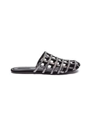Main View - Click To Enlarge - ALEXANDER WANG - 'Alison' strass caged suede slides