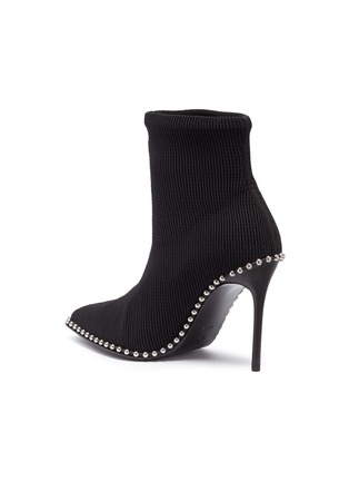 Detail View - Click To Enlarge - ALEXANDER WANG - 'Eri' ball chain trim sock knit ankle boots
