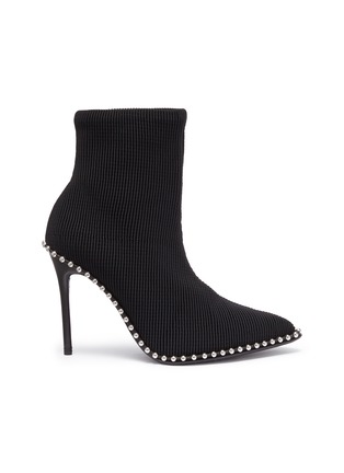 Main View - Click To Enlarge - ALEXANDER WANG - 'Eri' ball chain trim sock knit ankle boots