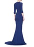 Back View - Click To Enlarge - STELLA MCCARTNEY - Ruched waist 3/4 sleeve gown
