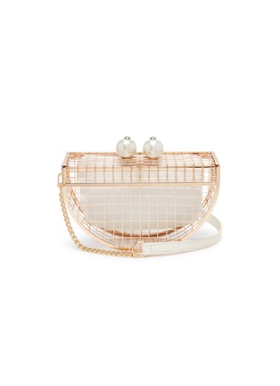 Main View - Click To Enlarge - CECILIA MA - 'Moon Cage' faux pearl brass clutch