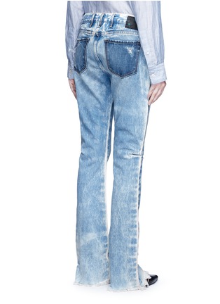 Back View - Click To Enlarge - 72877 - Distressed washed slim bootcut jeans