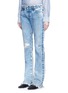 Front View - Click To Enlarge - 72877 - Distressed washed slim bootcut jeans