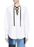 Main View - Click To Enlarge - TOME - Open back cotton piqué lace-up peasant top
