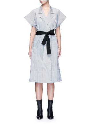 Main View - Click To Enlarge - TOME - Satin stripe belted coat dress