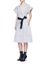 Figure View - Click To Enlarge - TOME - Satin stripe belted coat dress
