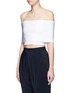 Front View - Click To Enlarge - ROSETTA GETTY - Rib knit off-shoulder cropped top