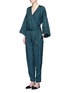 Figure View - Click To Enlarge - ROSETTA GETTY - Peacock jacquard pleat front pants