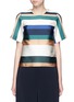 Main View - Click To Enlarge - ROSETTA GETTY - Stripe silk blend satin cropped T-shirt