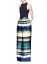 Figure View - Click To Enlarge - ROSETTA GETTY - Stripe silk blend satin maxi skirt