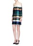Figure View - Click To Enlarge - ROSETTA GETTY - Off-shoulder stripe silk blend satin dress