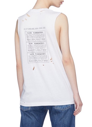 Back View - Click To Enlarge - TRE BY NATALIE RATABESI - 'New York' slogan print distressed muscle tank top