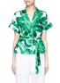 Main View - Click To Enlarge - - - Embellished banana leaf print belted silk pyjama top