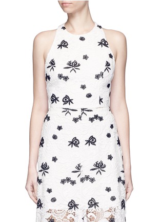Main View - Click To Enlarge - ALICE & OLIVIA - 'Tru' floral guipure lace racerback cropped top