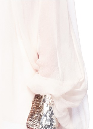 Detail View - Click To Enlarge - CHLOÉ - Sequin cuff balloon sleeve silk mousseline blouse